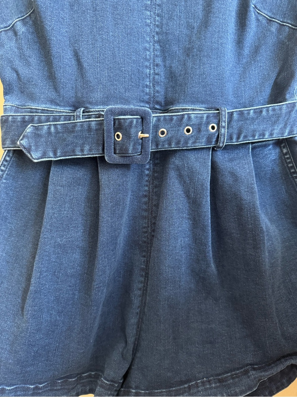 Free People Charlotte Romper Blue Denim Belted Short Sleeve Small - Picture 3 of 11